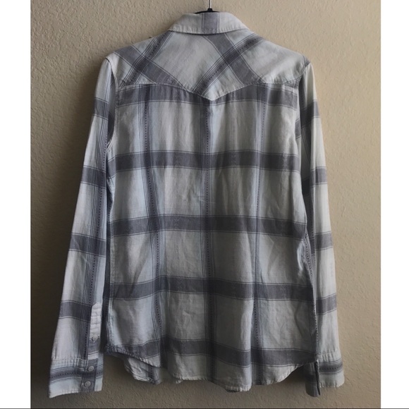 GAP Grey Plaid Button Up Flannel Shirt XS - Picture 3 of 3